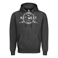 Charcoal Heather key west fl vintage crossed fishing rods t shirt Zipper Hoodie - linhVisuals