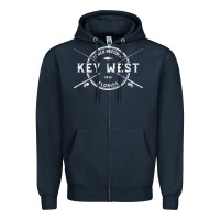 Navy key west fl vintage crossed fishing rods t shirt Zipper Hoodie - linhVisuals