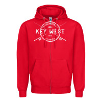 Red key west fl vintage crossed fishing rods t shirt Zipper Hoodie - linhVisuals