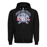Black americana niagara falls scene canada america flags sweatshirt Zipper Hoodie - linhVisuals