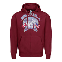 Burgundy americana niagara falls scene canada america flags sweatshirt Zipper Hoodie - linhVisuals