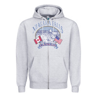 Heather Grey americana niagara falls scene canada america flags sweatshirt Zipper Hoodie - linhVisuals