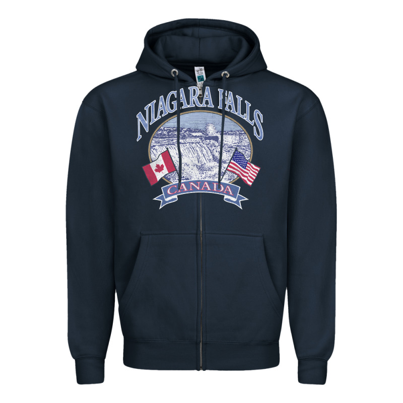Americana Niagara Falls Scene Canada America Flags Sweatshirt Zipper Hoodie by linhVisuals | Teevron
