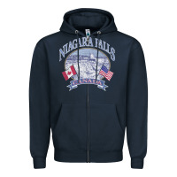 Navy americana niagara falls scene canada america flags sweatshirt Zipper Hoodie - linhVisuals
