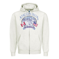 Oatmeal Heather americana niagara falls scene canada america flags sweatshirt Zipper Hoodie - linhVisuals