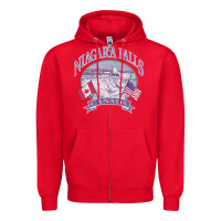 Red americana niagara falls scene canada america flags sweatshirt Zipper Hoodie - linhVisuals