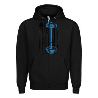 Black american flag gym and fitness  weight lifting gift t shirt Zipper Hoodie - linhVisuals