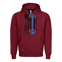 Burgundy american flag gym and fitness  weight lifting gift t shirt Zipper Hoodie - linhVisuals