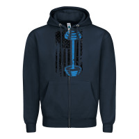 Navy american flag gym and fitness  weight lifting gift t shirt Zipper Hoodie - linhVisuals