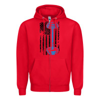 Red american flag gym and fitness  weight lifting gift t shirt Zipper Hoodie - linhVisuals