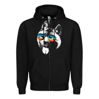 Black american akita shirts with glasses sunglasses retro style t shirt Zipper Hoodie - linhVisuals