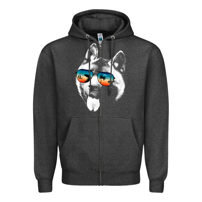 American Akita Shirts With Glasses Sunglasses Retro Style T Shirt Zipper Hoodie by linhVisuals | Teevron