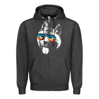 Charcoal Heather american akita shirts with glasses sunglasses retro style t shirt Zipper Hoodie - linhVisuals