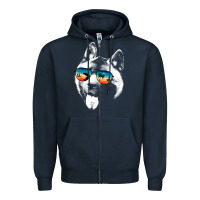 Navy american akita shirts with glasses sunglasses retro style t shirt Zipper Hoodie - linhVisuals