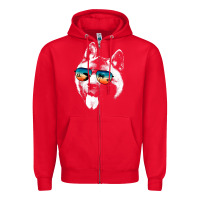 Red american akita shirts with glasses sunglasses retro style t shirt Zipper Hoodie - linhVisuals