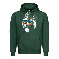 Sports Green american akita shirts with glasses sunglasses retro style t shirt Zipper Hoodie - linhVisuals