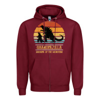 Burgundy mens grandpazilla grandpa of monsters retro halloween christmas t shir Zipper Hoodie - linhVisuals
