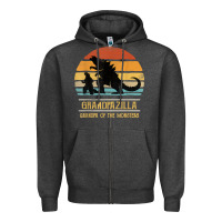 Charcoal Heather mens grandpazilla grandpa of monsters retro halloween christmas t shir Zipper Hoodie - linhVisuals