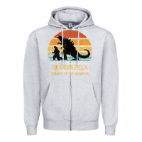 Heather Grey mens grandpazilla grandpa of monsters retro halloween christmas t shir Zipper Hoodie - linhVisuals
