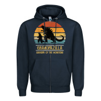 Navy mens grandpazilla grandpa of monsters retro halloween christmas t shir Zipper Hoodie - linhVisuals