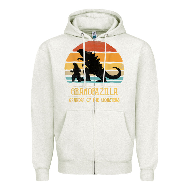 Mens Grandpazilla Grandpa Of Monsters Retro Halloween Christmas T Shir Zipper Hoodie by linhVisuals | Teevron
