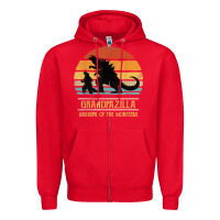 Red mens grandpazilla grandpa of monsters retro halloween christmas t shir Zipper Hoodie - linhVisuals