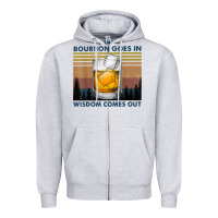 Heather Grey bourbon goes in wisdom comes out vintage t shirt Zipper Hoodie - linhVisuals