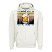 Oatmeal Heather bourbon goes in wisdom comes out vintage t shirt Zipper Hoodie - linhVisuals
