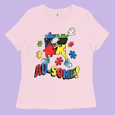Au-some! Autism Puzzle Dabbing Ladies Tee Designed By Fadigitalartstudio