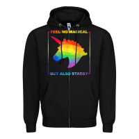 Black feeling magical but also stabby unicorn rainbow t shirt Zipper Hoodie - linhVisuals