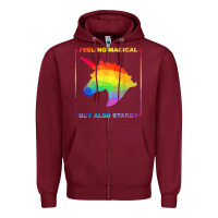 Burgundy feeling magical but also stabby unicorn rainbow t shirt Zipper Hoodie - linhVisuals