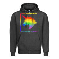 Charcoal Heather feeling magical but also stabby unicorn rainbow t shirt Zipper Hoodie - linhVisuals