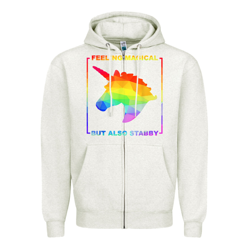 Feeling Magical But Also Stabby Unicorn Rainbow T Shirt Zipper Hoodie by linhVisuals | Teevron