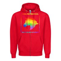 Red feeling magical but also stabby unicorn rainbow t shirt Zipper Hoodie - linhVisuals