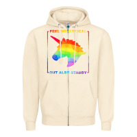 Sandshell feeling magical but also stabby unicorn rainbow t shirt Zipper Hoodie - linhVisuals