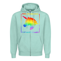 Seafoam feeling magical but also stabby unicorn rainbow t shirt Zipper Hoodie - linhVisuals