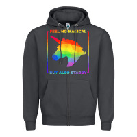 Smoke feeling magical but also stabby unicorn rainbow t shirt Zipper Hoodie - linhVisuals