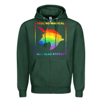 Sports Green feeling magical but also stabby unicorn rainbow t shirt Zipper Hoodie - linhVisuals
