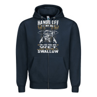 Navy mens hands off of my rod bass fishing fisherman t shirt Zipper Hoodie - linhVisuals