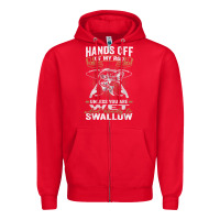 Red mens hands off of my rod bass fishing fisherman t shirt Zipper Hoodie - linhVisuals