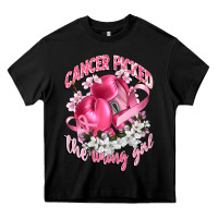 Black cancer picked the wrong girl Heavy Core Tee - CowGirlArtShop