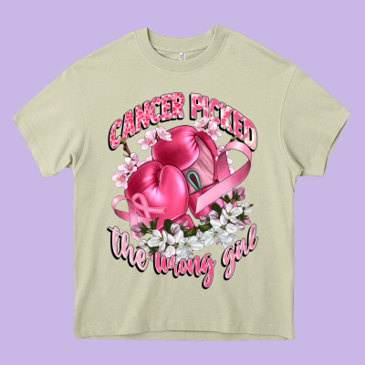 Cancer Picked The Wrong Girl Heavy Core Tee Designed By Cowgirlartshop