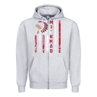 Heather Grey mi’kmaq tribe native american flag mi’kmaq heritage related t shir Zipper Hoodie - linhVisuals