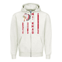Oatmeal Heather mi’kmaq tribe native american flag mi’kmaq heritage related t shir Zipper Hoodie - linhVisuals