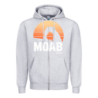 Heather Grey moab utah arches national park vintage retro outdoor hiking pullover h Zipper Hoodie - linhVisuals