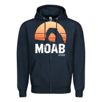 Navy moab utah arches national park vintage retro outdoor hiking pullover h Zipper Hoodie - linhVisuals