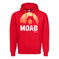 Red moab utah arches national park vintage retro outdoor hiking pullover h Zipper Hoodie - linhVisuals