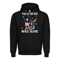Black autism dad you will never walk alone support autism son t shirt Zipper Hoodie - linhVisuals