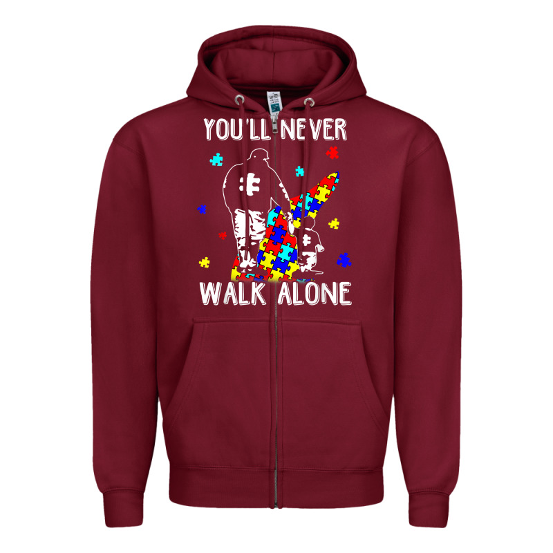 Autism Dad You Will Never Walk Alone Support Autism Son T Shirt Zipper Hoodie by linhVisuals | Teevron