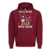 Burgundy autism dad you will never walk alone support autism son t shirt Zipper Hoodie - linhVisuals